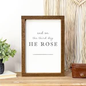 NEW CLAIRMONT & CO he rose wooded frame sign in brown/white